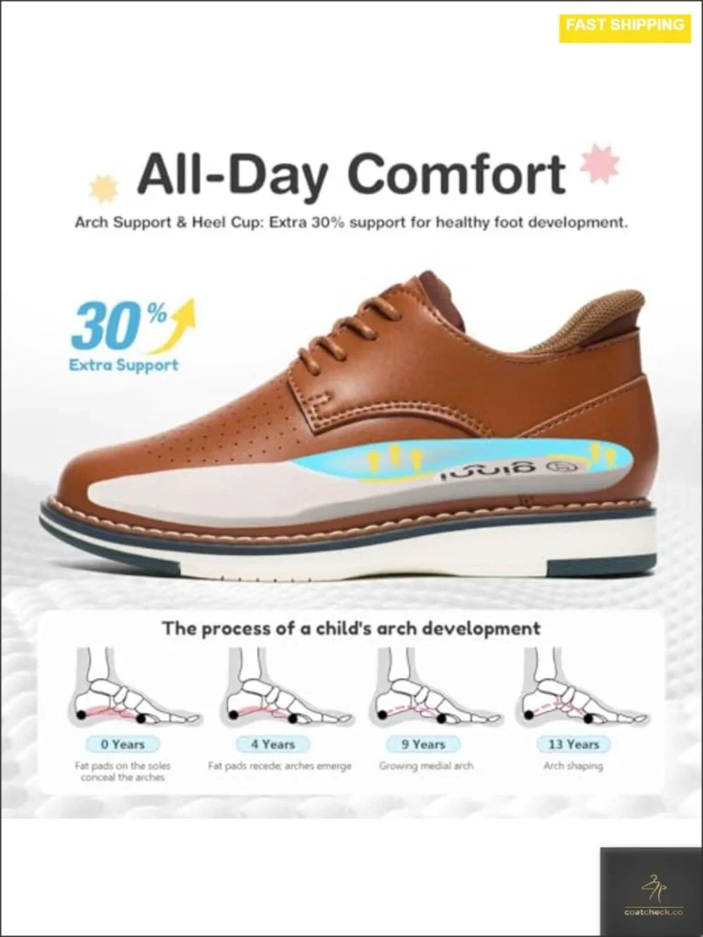 Boys Slip-On Comfort Dress Shoes, Lace-Up Casual Oxford Sneakers, Flexible